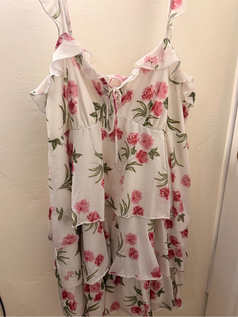 wild fable White Floral Mini Dress with Pink Roses